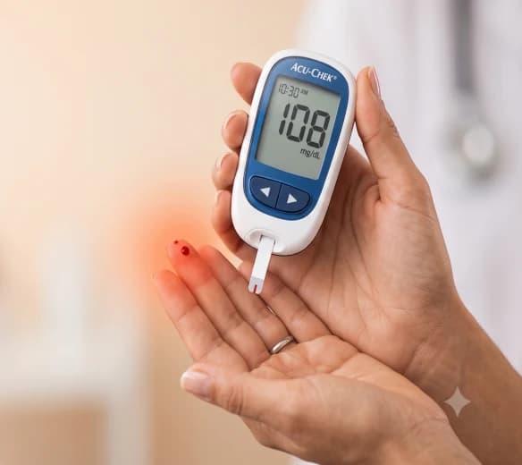 Checking blood sugar with a glucose meter