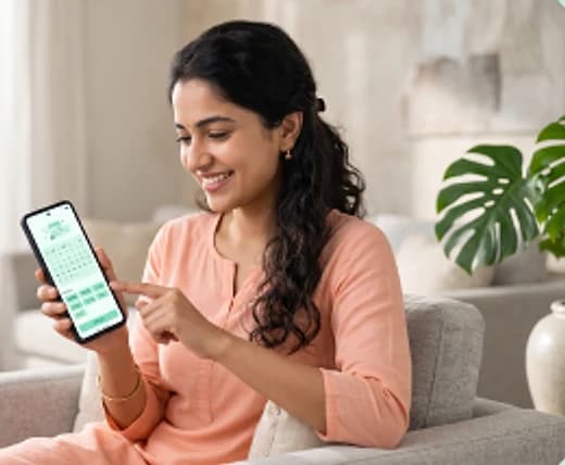 Woman booking a home blood test on her phone