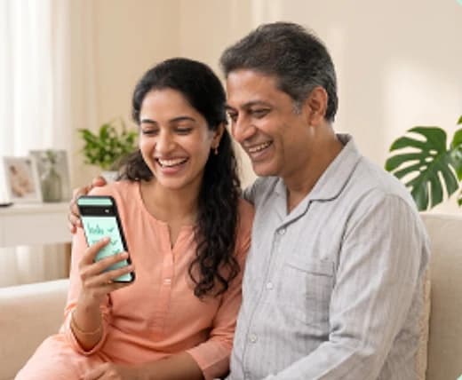 Couple viewing their test report on a phone